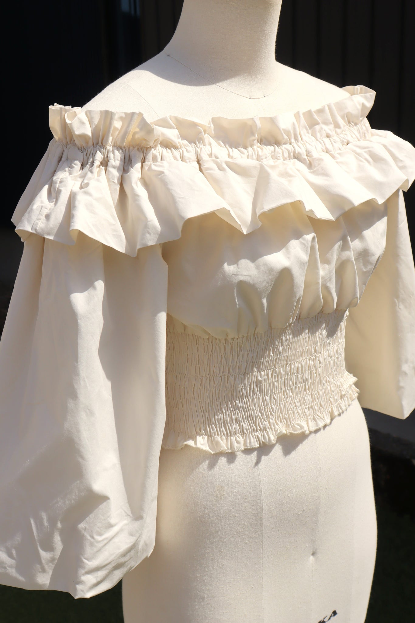 80s Off Shoulder Fluffy Blouse