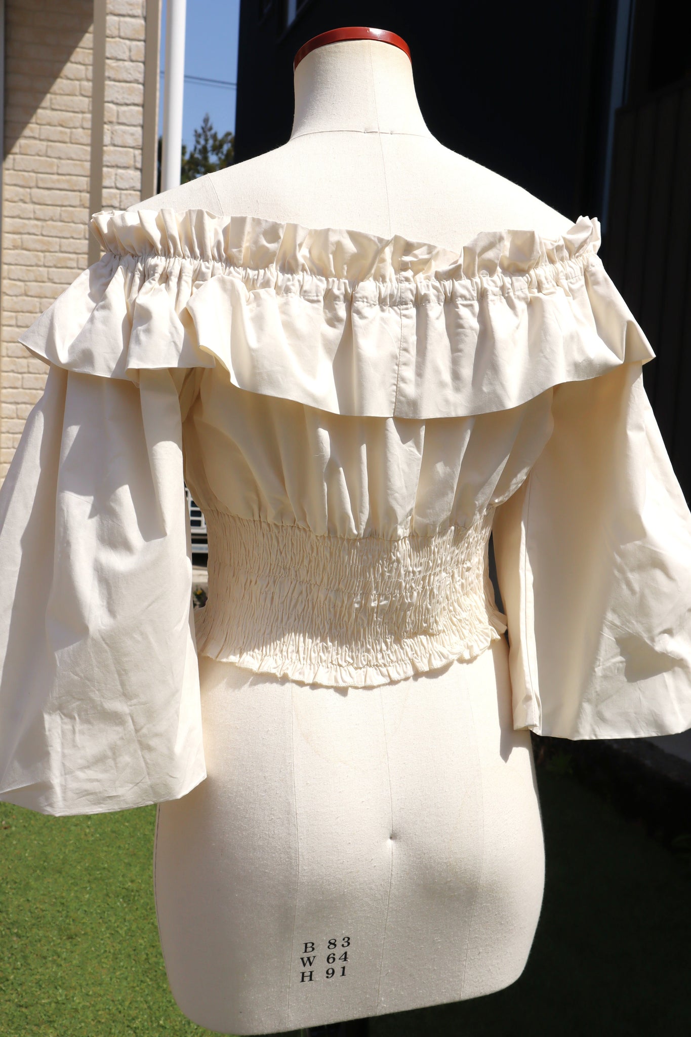 80s Off Shoulder Fluffy Blouse