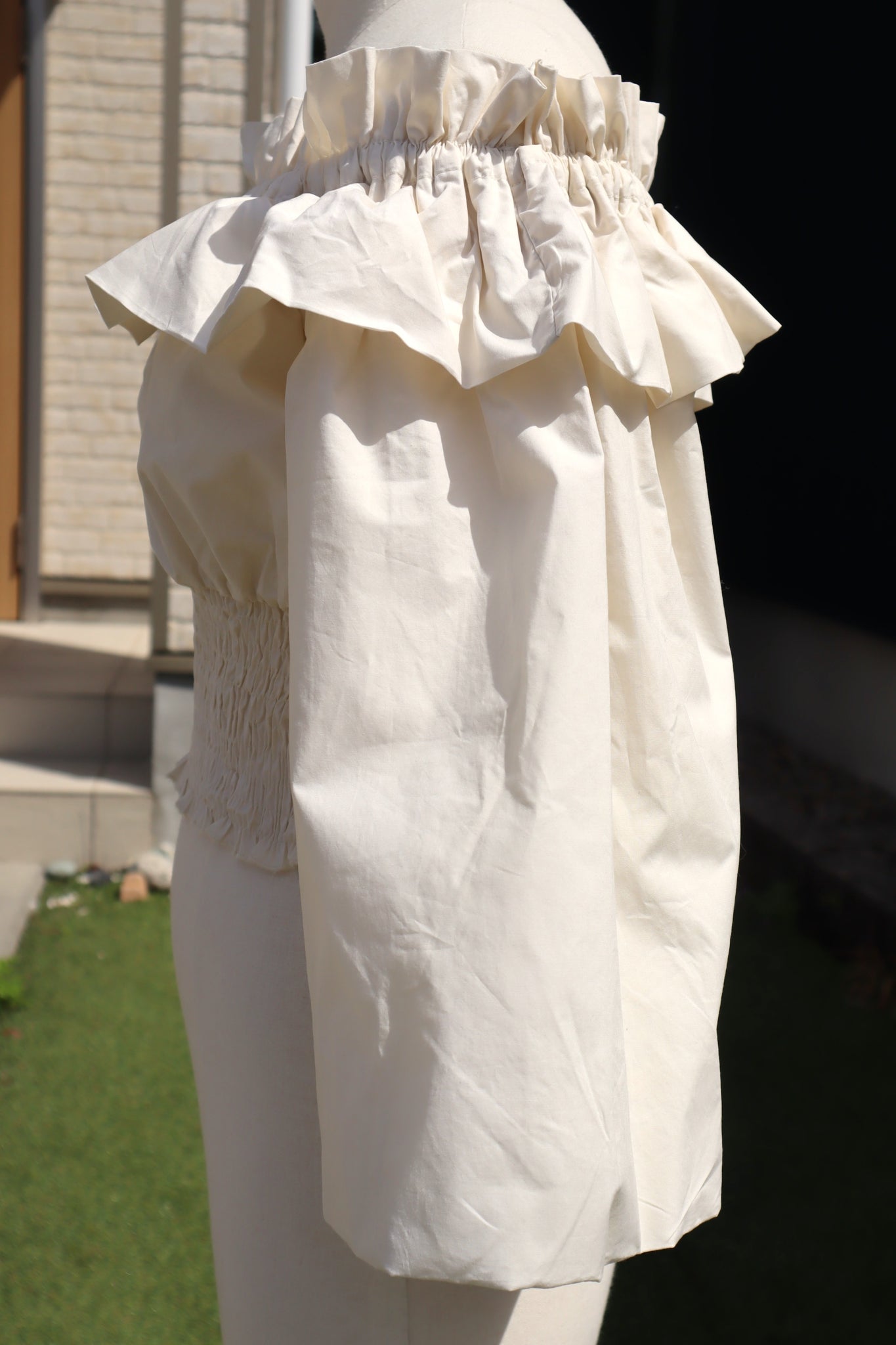 80s Off Shoulder Fluffy Blouse