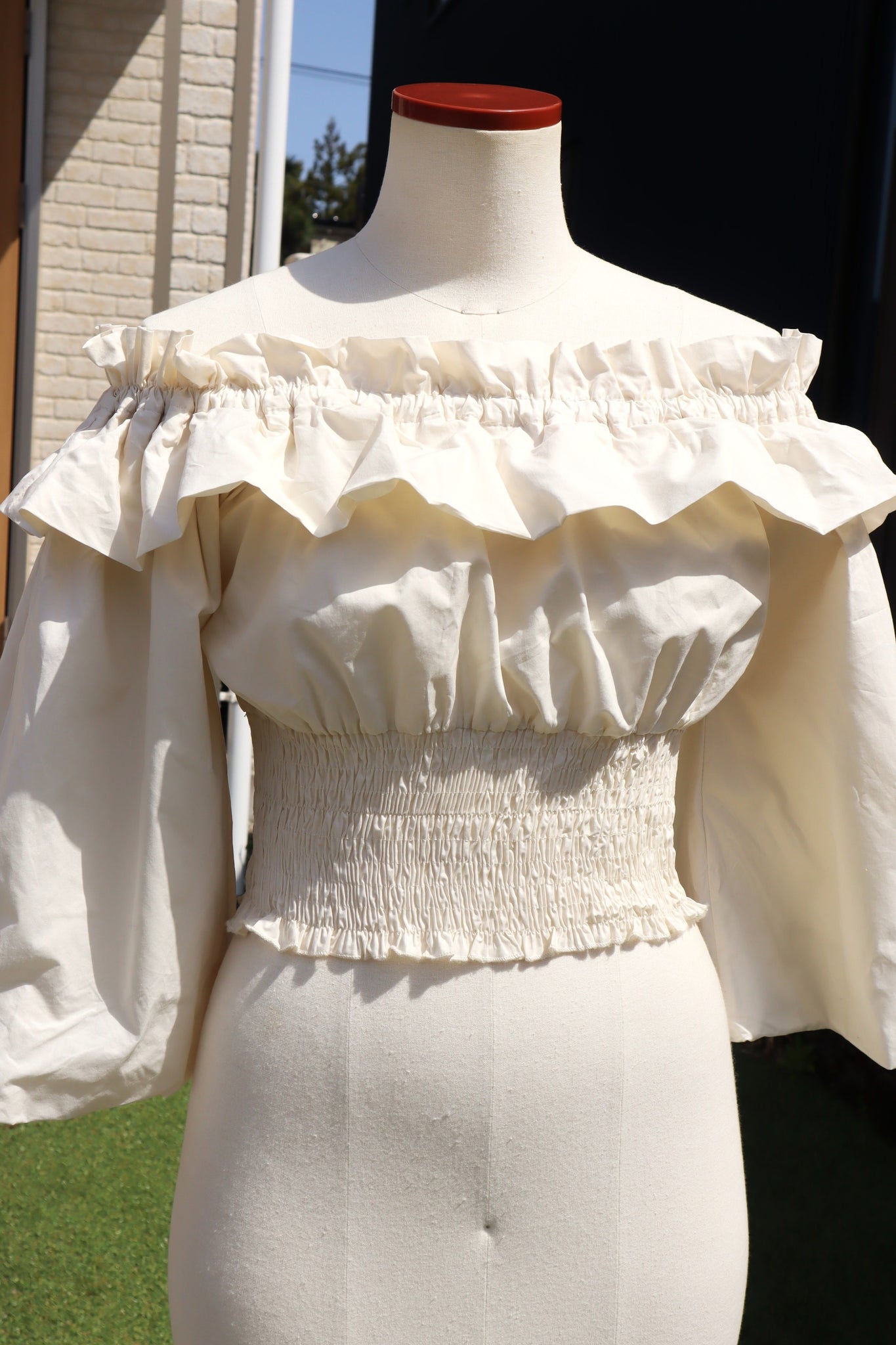 80s Off Shoulder Fluffy Blouse