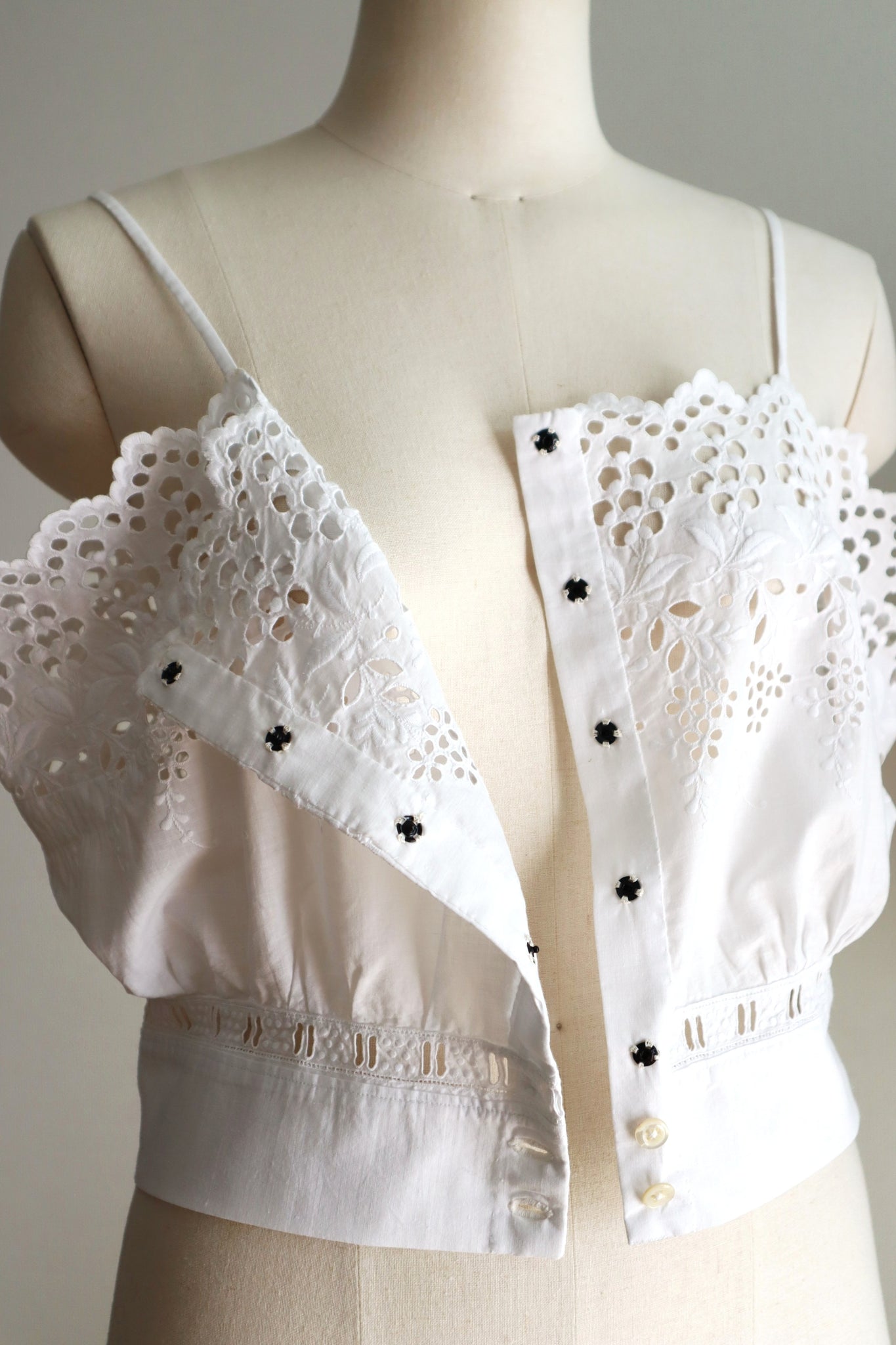 Handcrafted French Antique Petticoat Corset Cover Size L