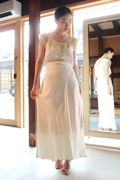 1930s Silk Crepe Lingerie Dress Size M~L
