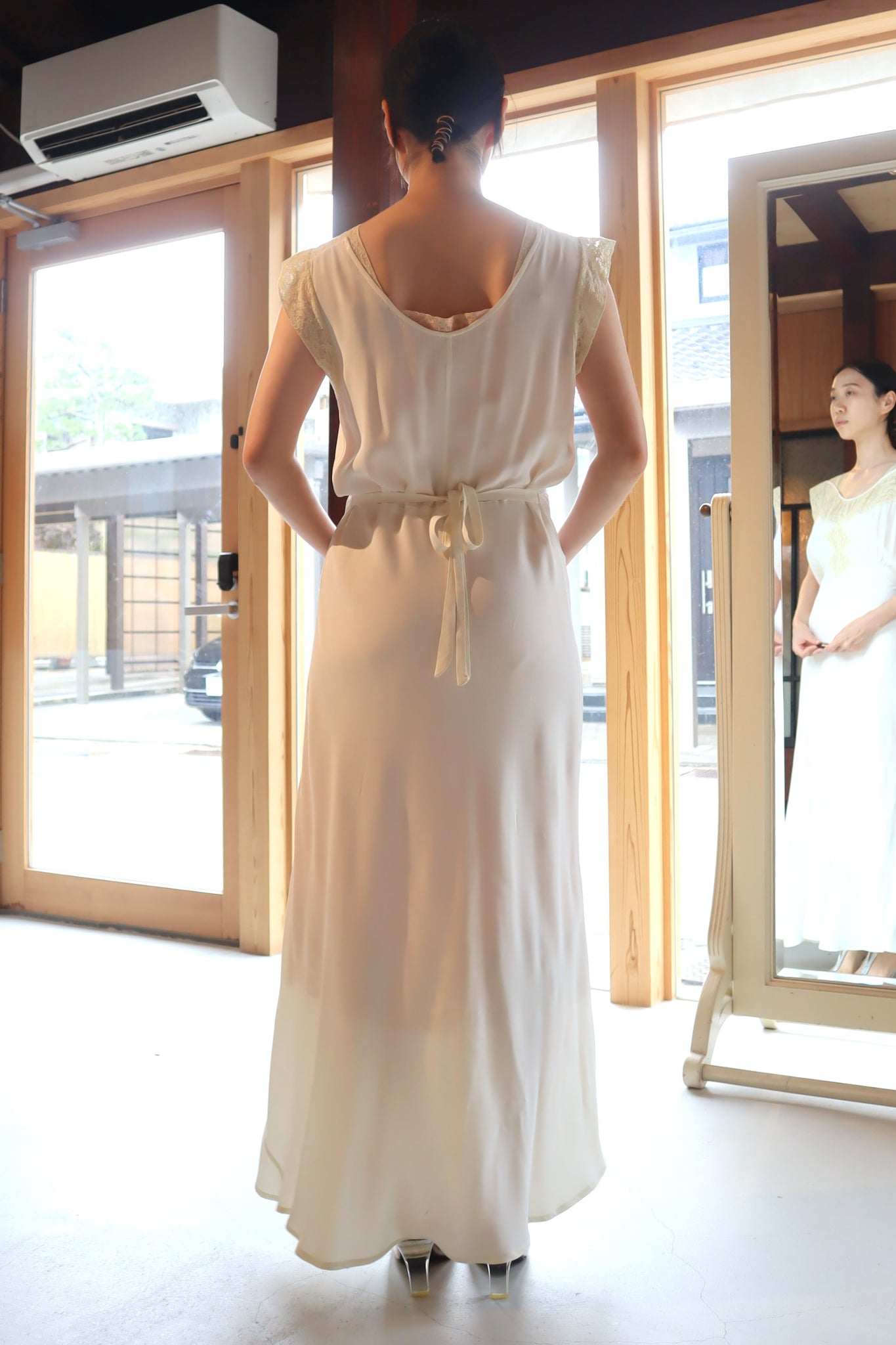 1930s Silk Crepe Lingerie Dress Size M~L