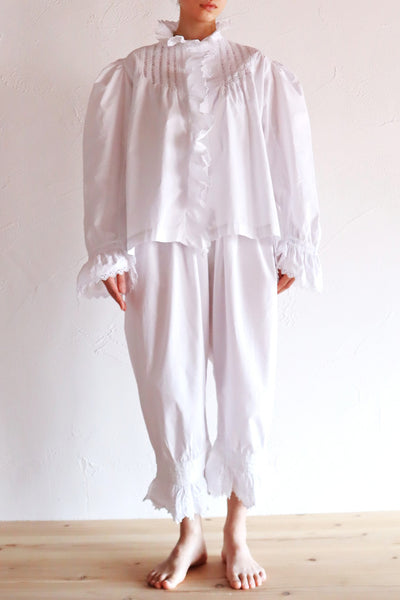 1900s French Hand-Embroidered White Blouse
