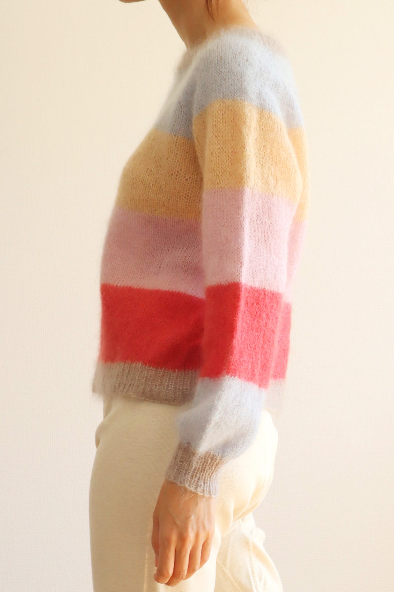 80s Striped Pattern Thin Mohair Sweater