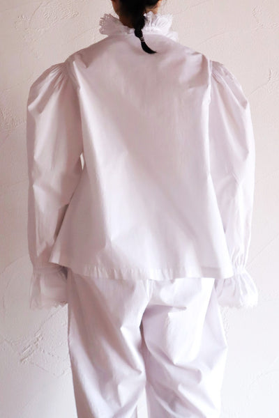 1900s French Hand-Embroidered White Blouse
