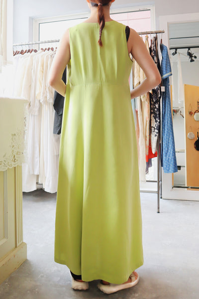 80s Lime Green Silk Dress