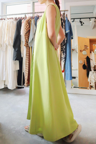 80s Lime Green Silk Dress