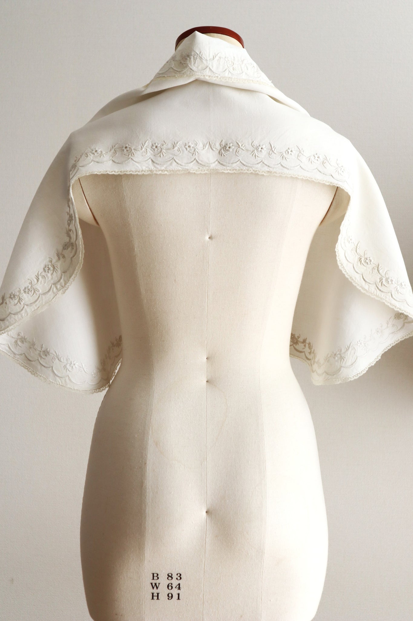 1900s–1910s British Edwardian Embroidered Bridal Cape