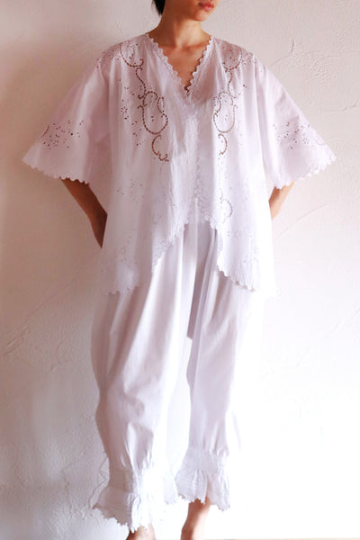 1920s French White Embroidery Bed Jacket
