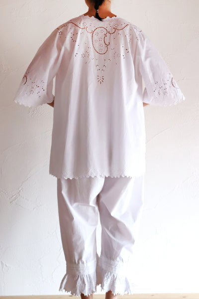 1920s French White Embroidery Bed Jacket