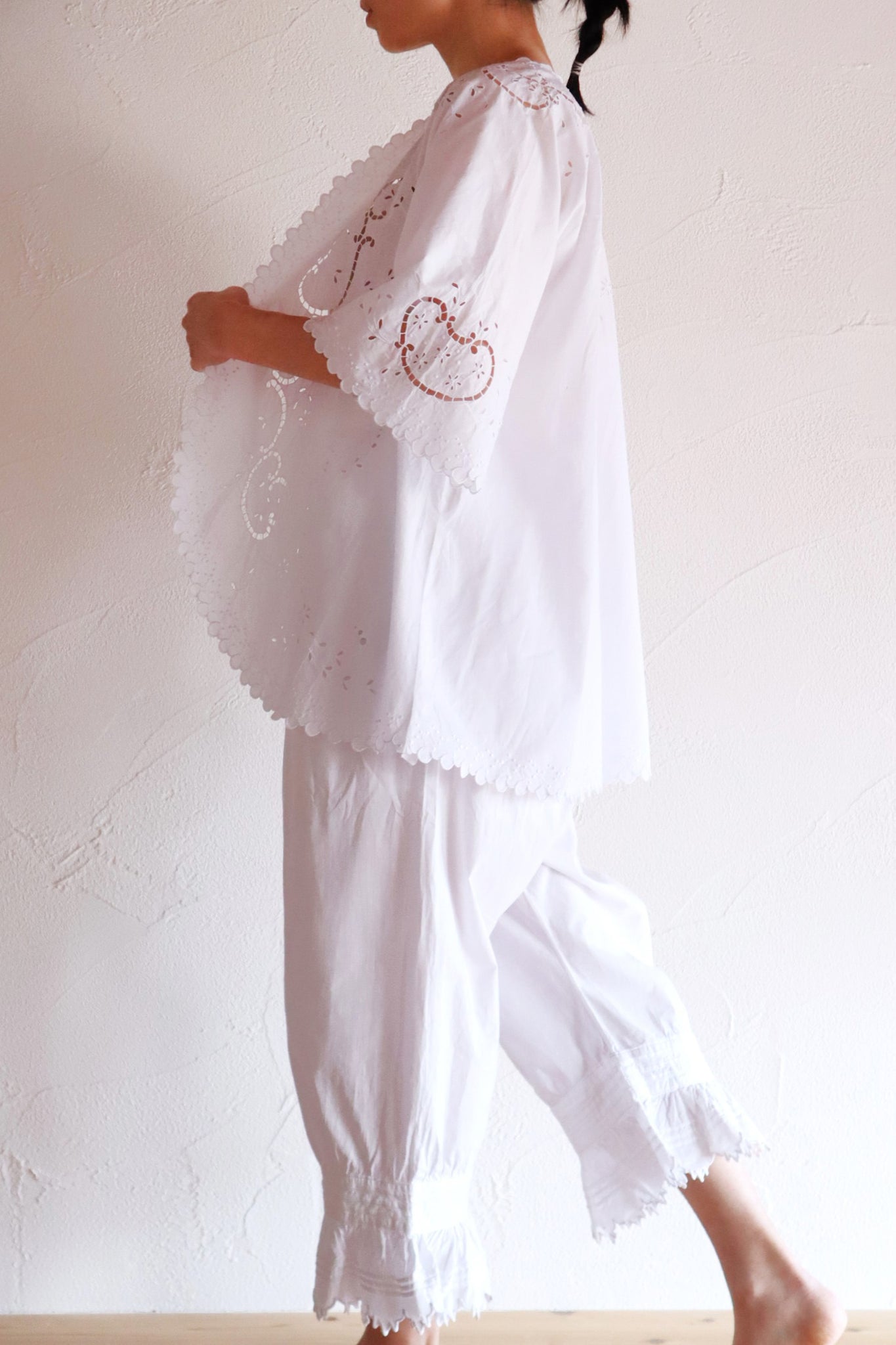 1920s French White Embroidery Bed Jacket