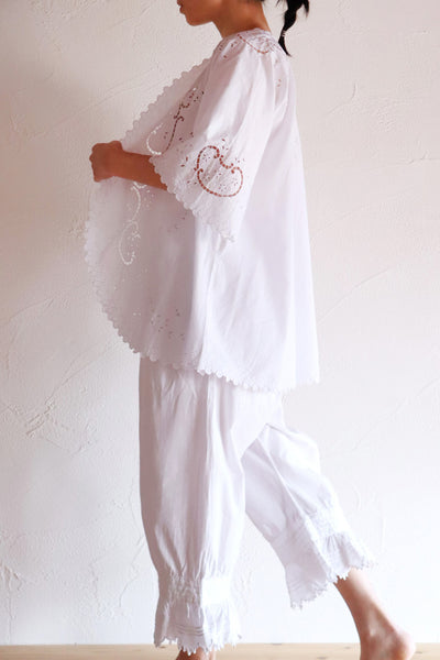 1920s French White Embroidery Bed Jacket