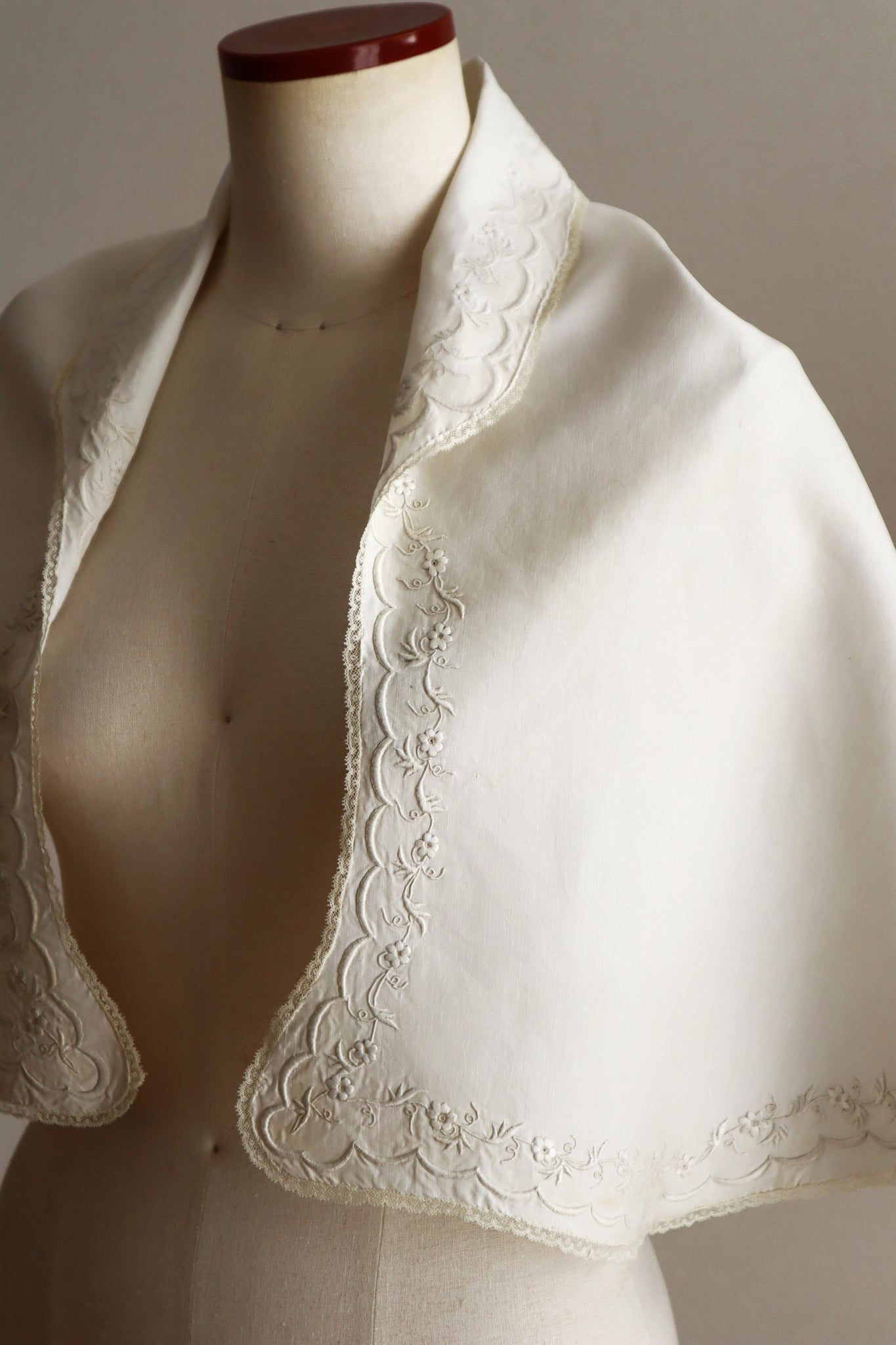 1900s–1910s British Edwardian Embroidered Bridal Cape