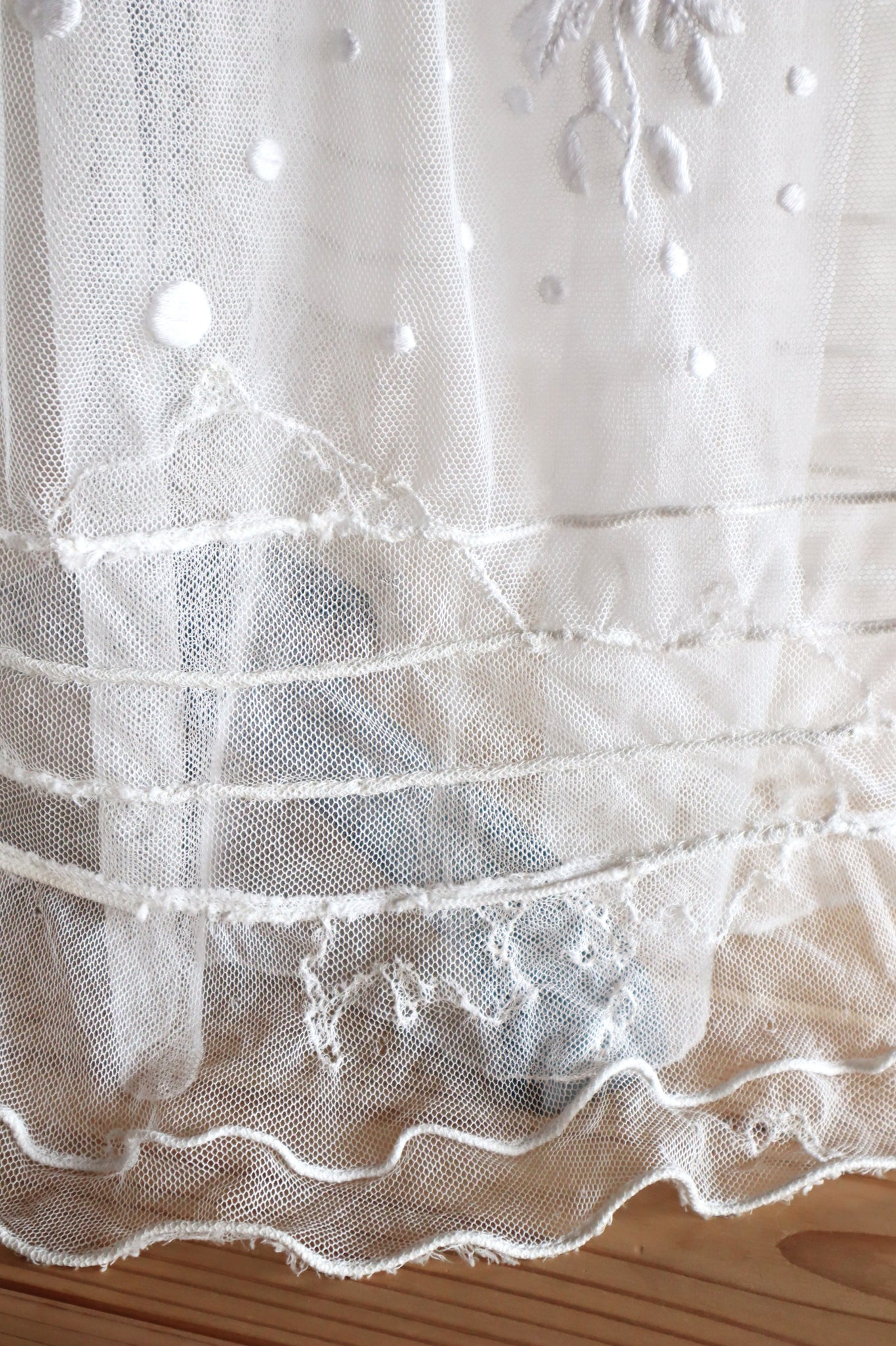 1890s–1900s Cotton Tulle Embroidered Cape Collar Dress