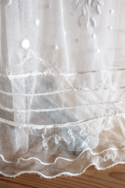 1890s–1900s Cotton Tulle Embroidered Cape Collar Dress