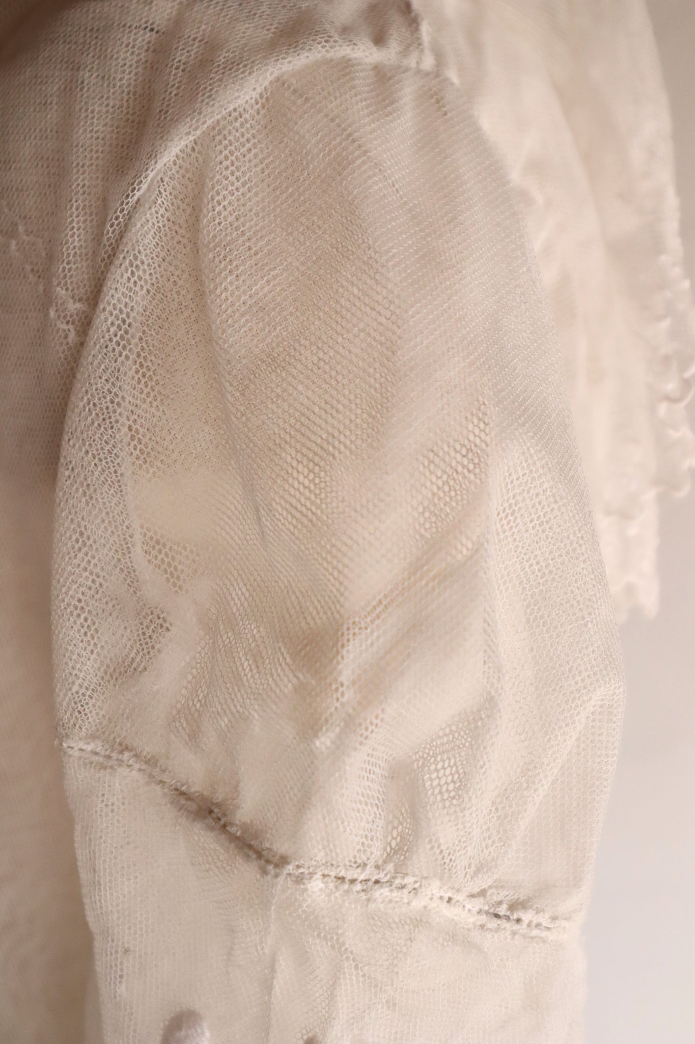 1890s–1900s Cotton Tulle Embroidered Cape Collar Dress