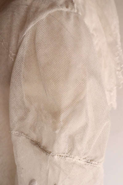 1890s–1900s Cotton Tulle Embroidered Cape Collar Dress