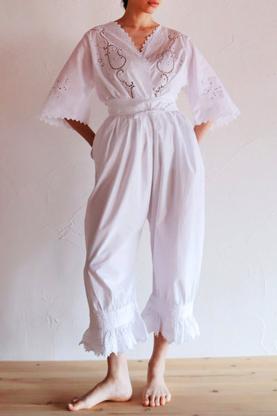 1920s French White Embroidery Bed Jacket