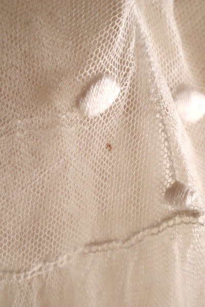 1890s–1900s Cotton Tulle Embroidered Cape Collar Dress