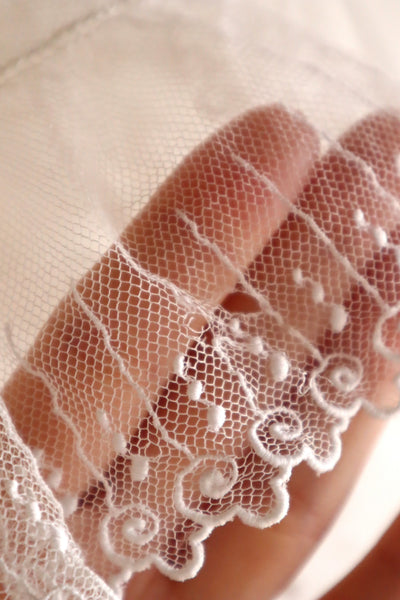 1890s–1900s Cotton Tulle Embroidered Cape Collar Dress