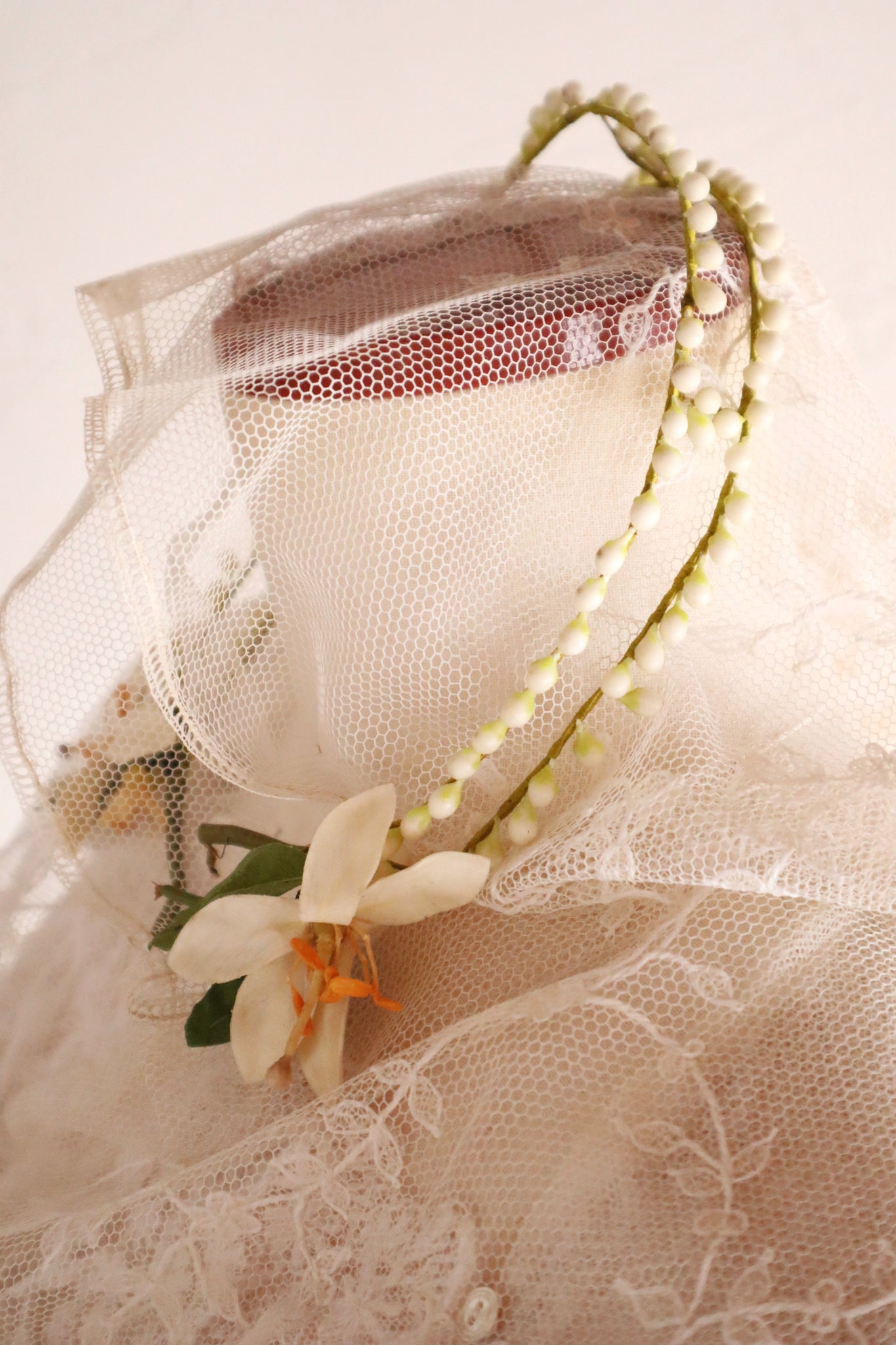 1920s French Orange Blossom Bridal Parure Set in Original Box