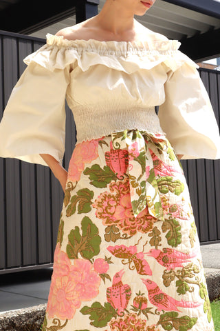 80s Off Shoulder Fluffy Blouse