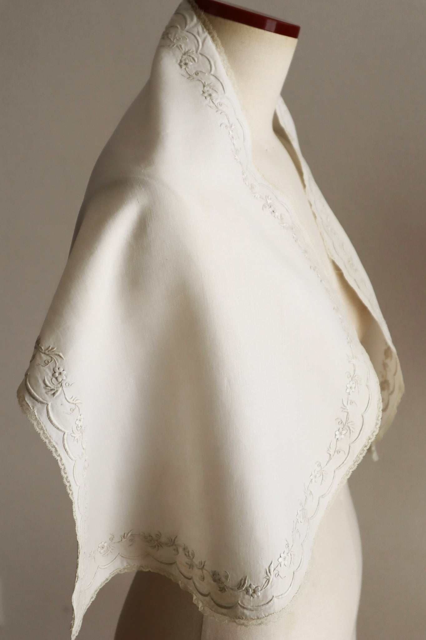 1900s–1910s British Edwardian Embroidered Bridal Cape