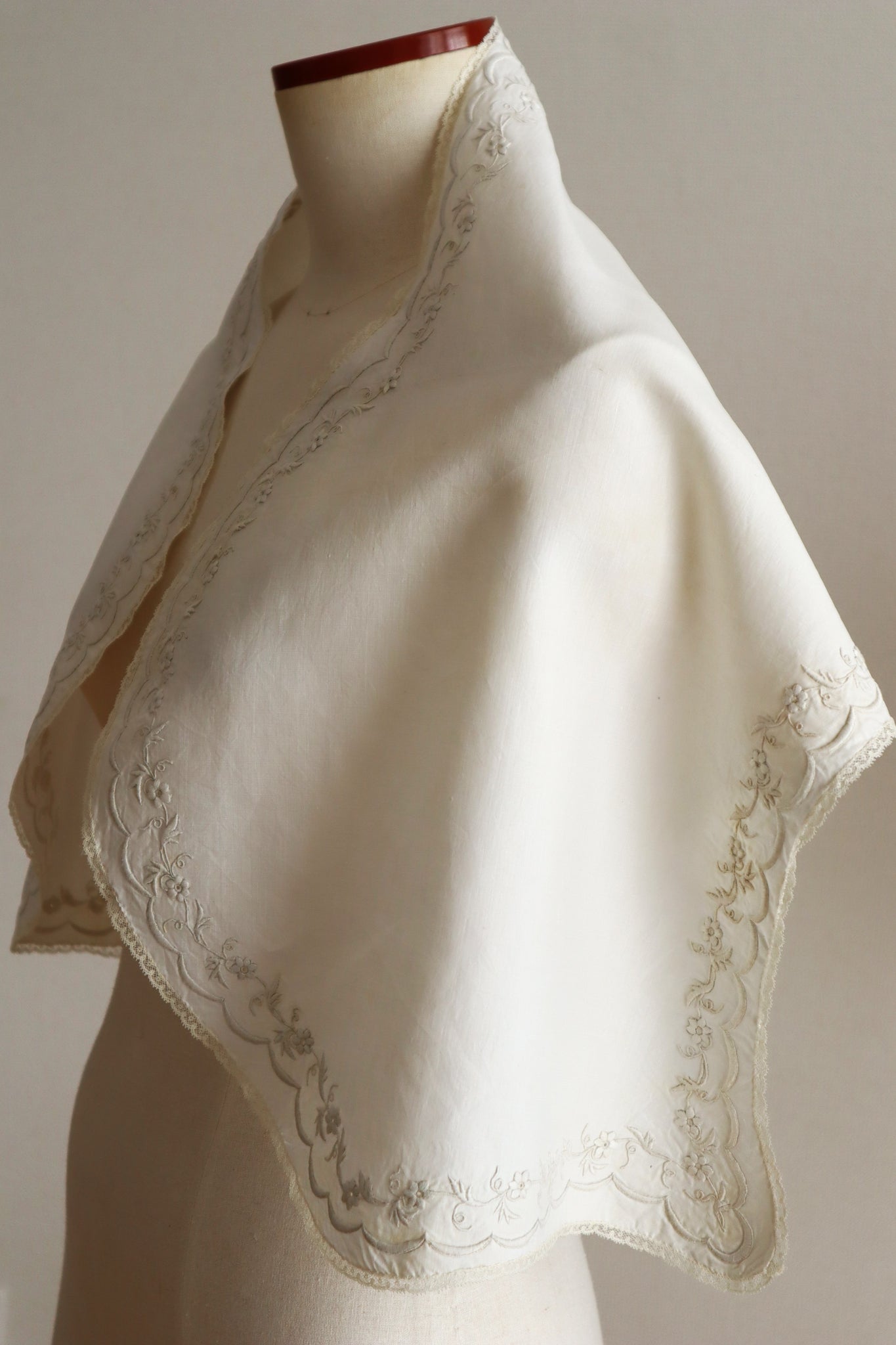 1900s–1910s British Edwardian Embroidered Bridal Cape