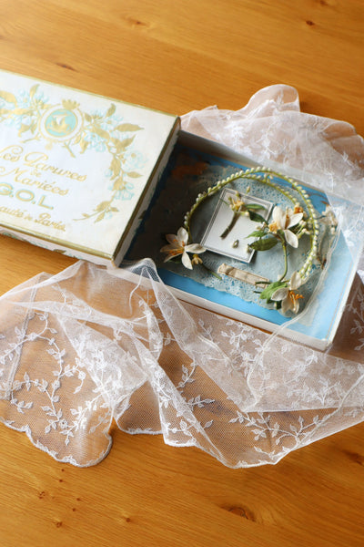 1920s French Orange Blossom Bridal Parure Set in Original Box