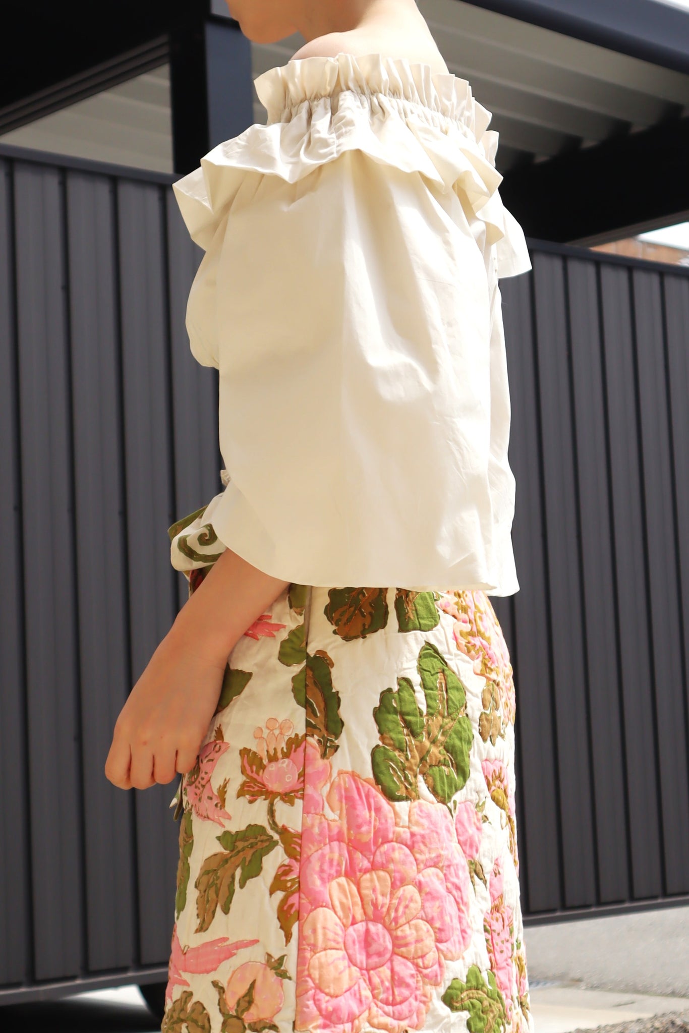 80s Off Shoulder Fluffy Blouse