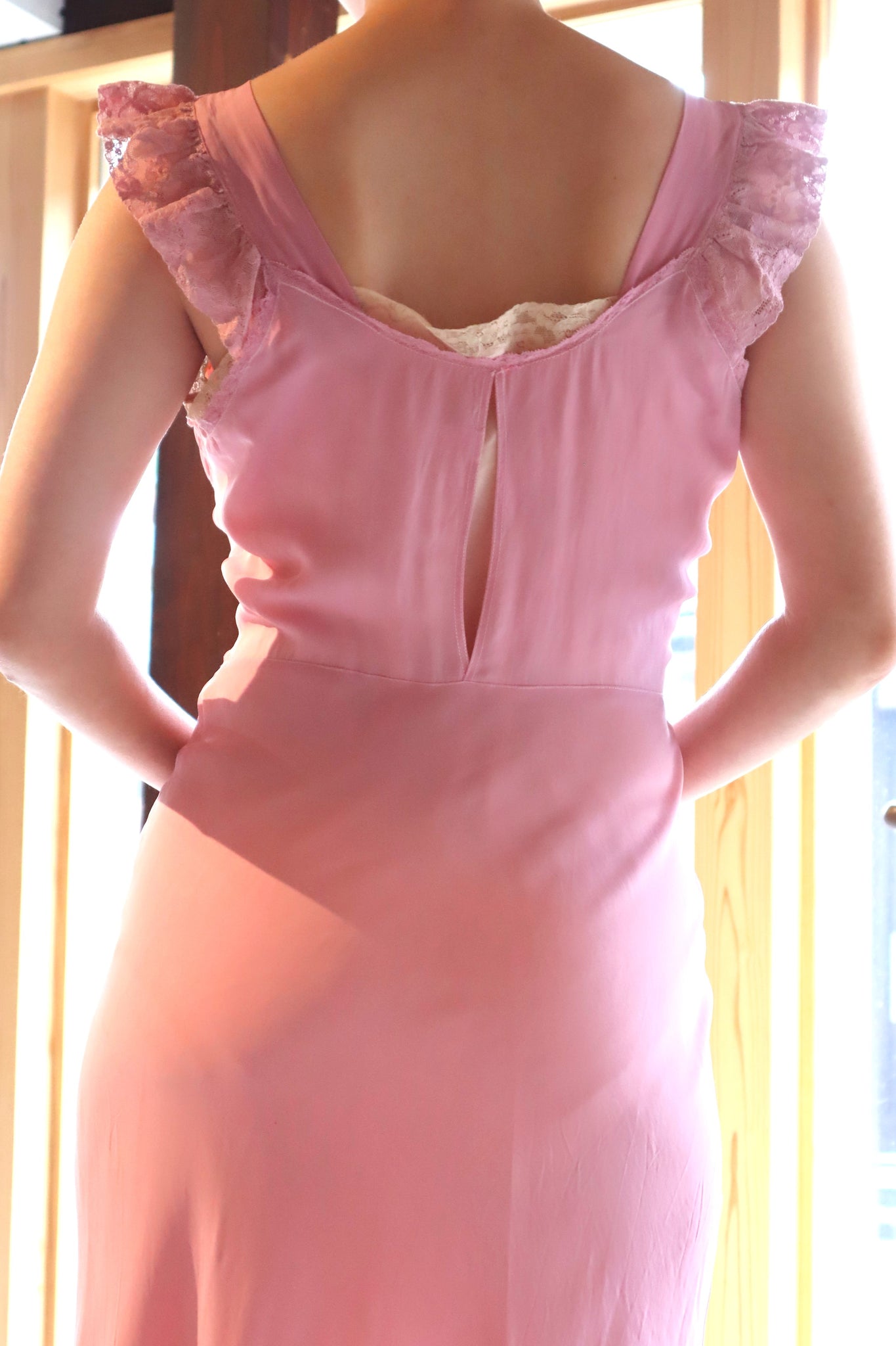 1940s Lavender Pink Lingerie Dress Size S