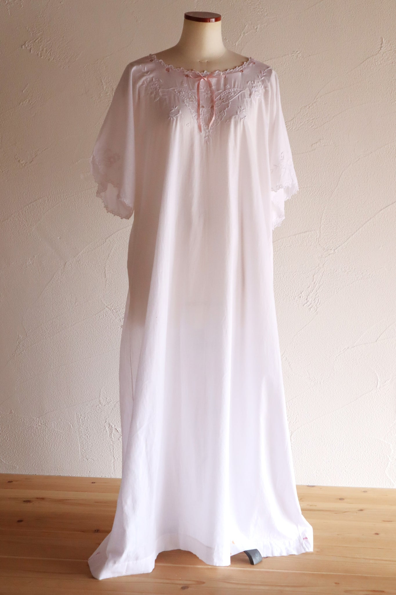 1920s–1930s Handmade French Cotton Nightdress with Hand Embroidery