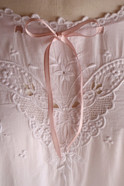 1920s–1930s Handmade French Cotton Nightdress with Hand Embroidery