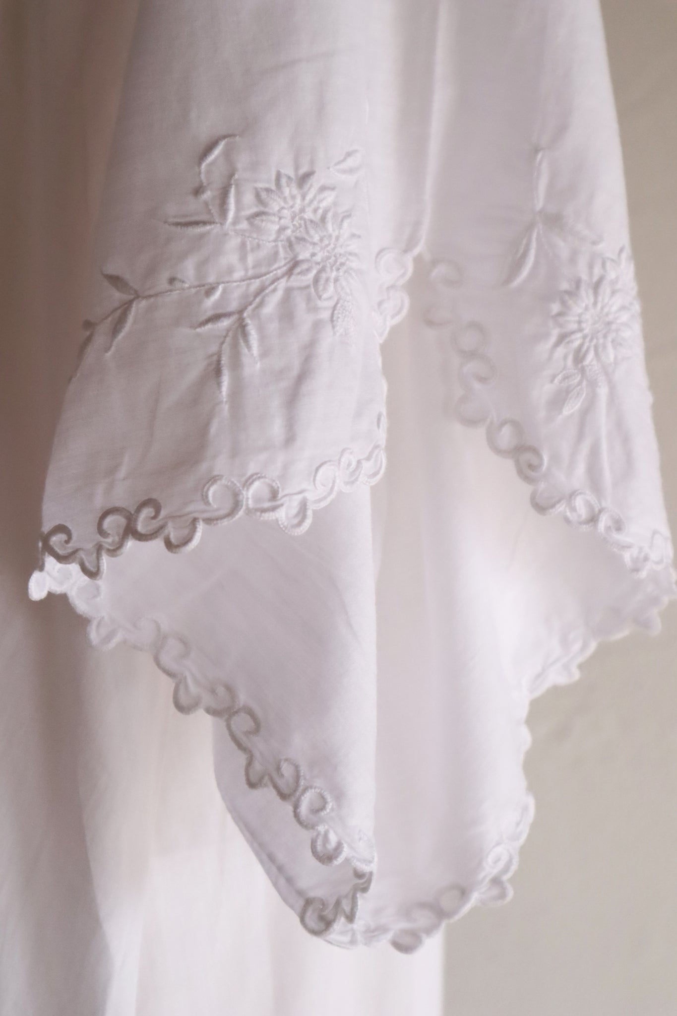 1920s–1930s Handmade French Cotton Nightdress with Hand Embroidery