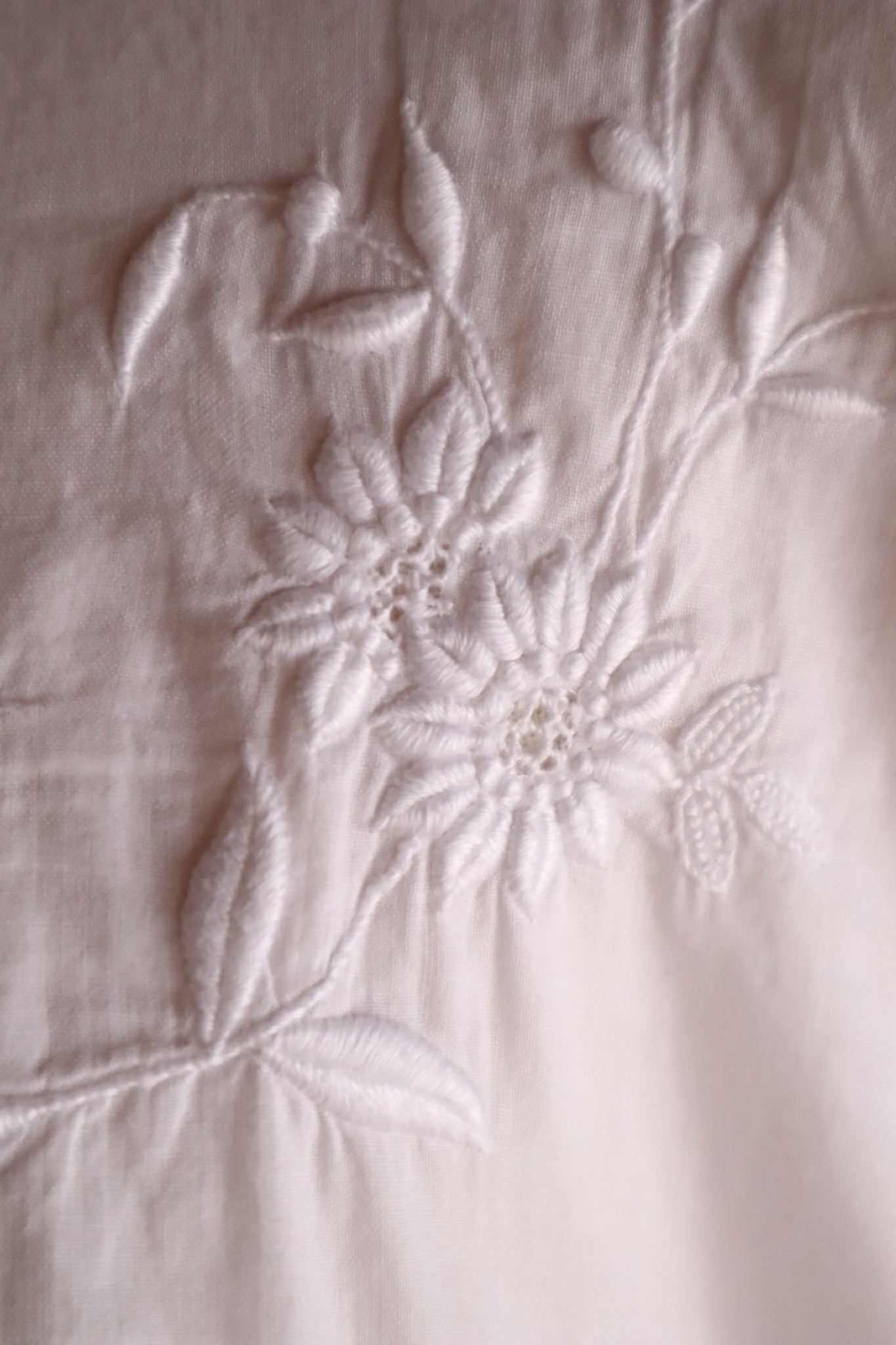 1920s–1930s Handmade French Cotton Nightdress with Hand Embroidery
