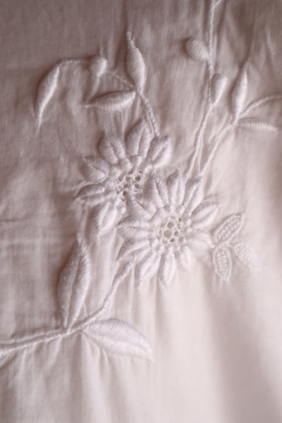 1920s–1930s Handmade French Cotton Nightdress with Hand Embroidery