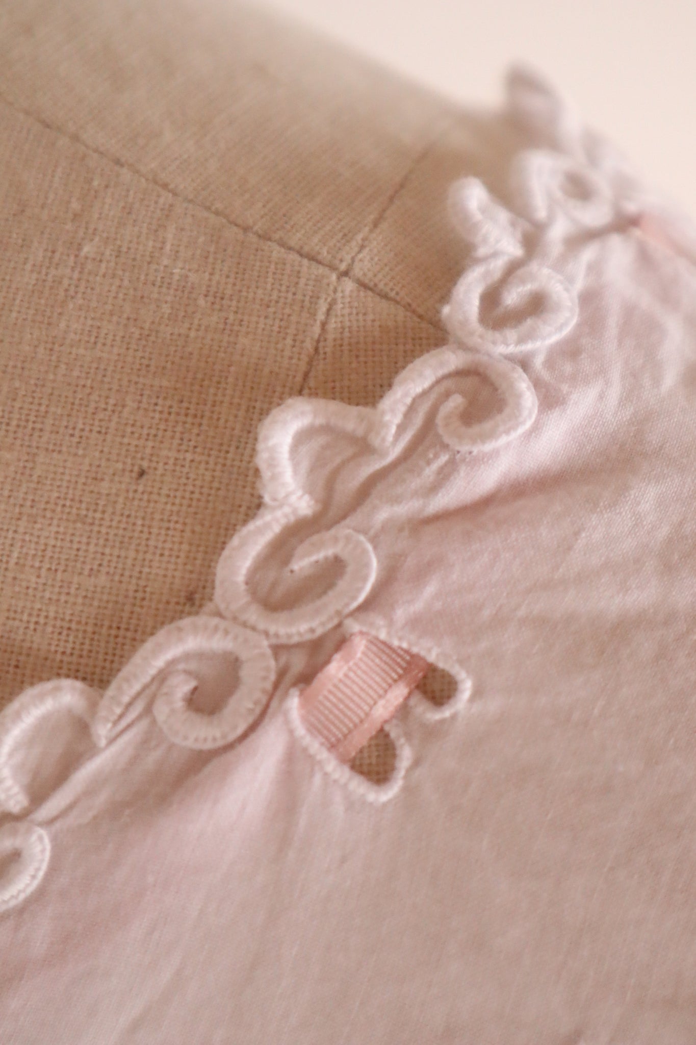 1920s–1930s Handmade French Cotton Nightdress with Hand Embroidery