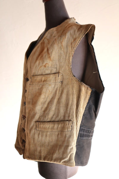 1930s-1940s Le Mont-Saint-Michel French Corduroy Work Vest