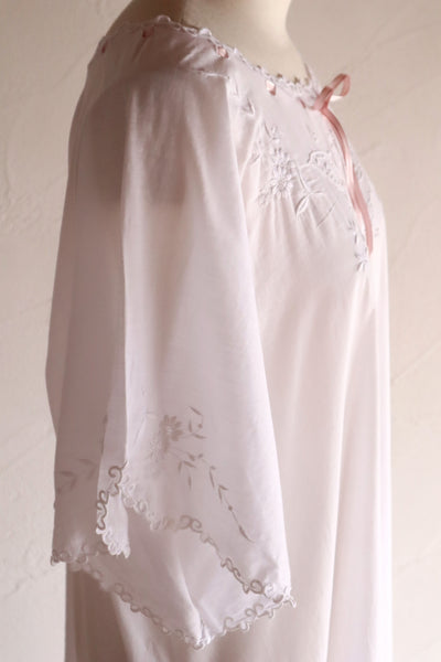1920s–1930s Handmade French Cotton Nightdress with Hand Embroidery