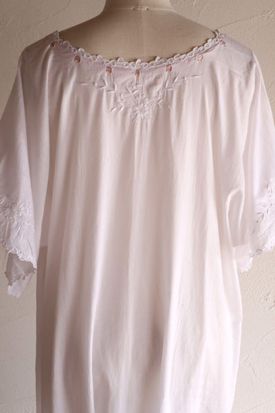 1920s–1930s Handmade French Cotton Nightdress with Hand Embroidery
