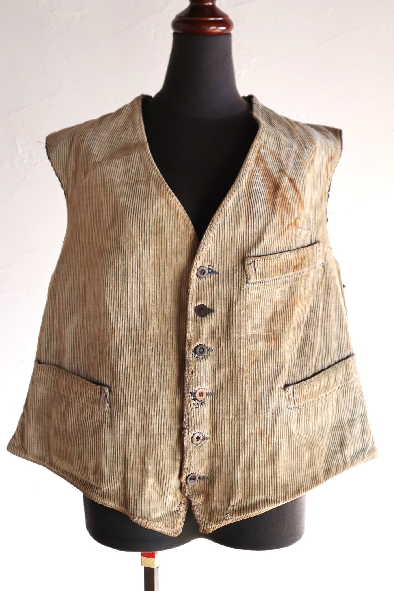 1930s-1940s Le Mont-Saint-Michel French Corduroy Work Vest