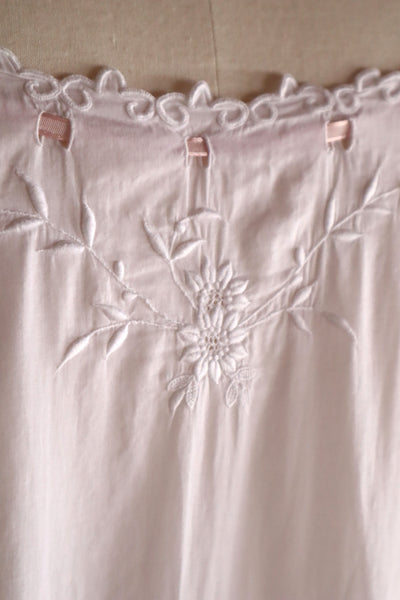 1920s–1930s Handmade French Cotton Nightdress with Hand Embroidery