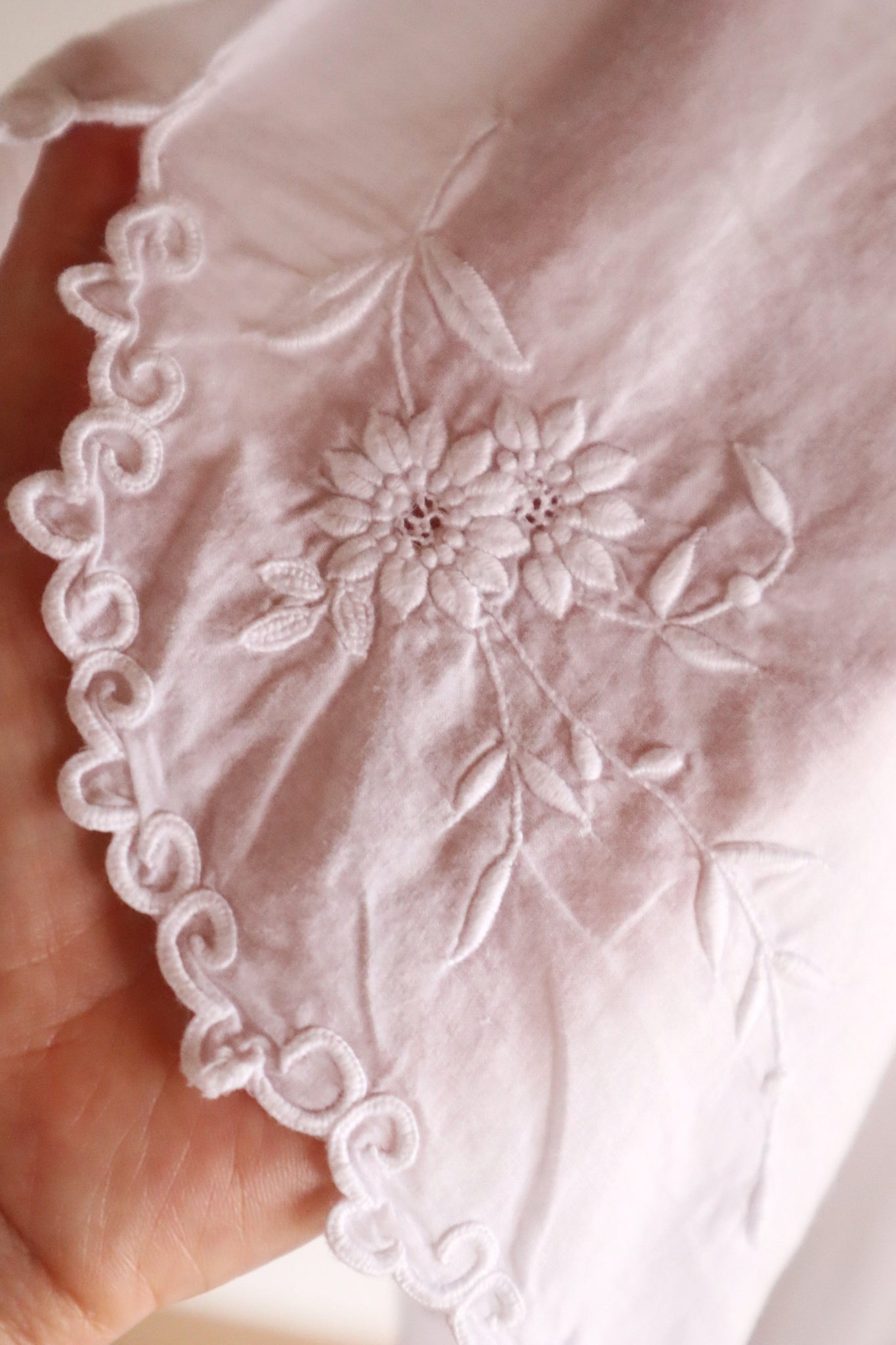1920s–1930s Handmade French Cotton Nightdress with Hand Embroidery
