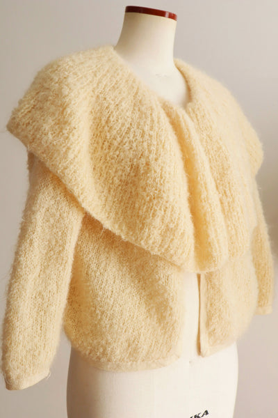 1950s–60s Hand-Knit Mohair Cape-Collar Cardigan