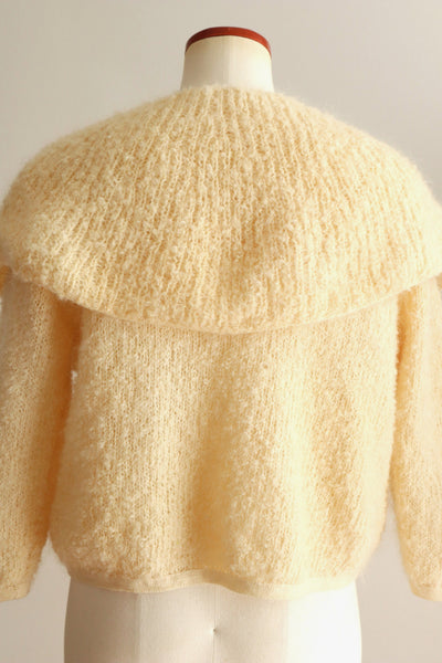1950s–60s Hand-Knit Mohair Cape-Collar Cardigan