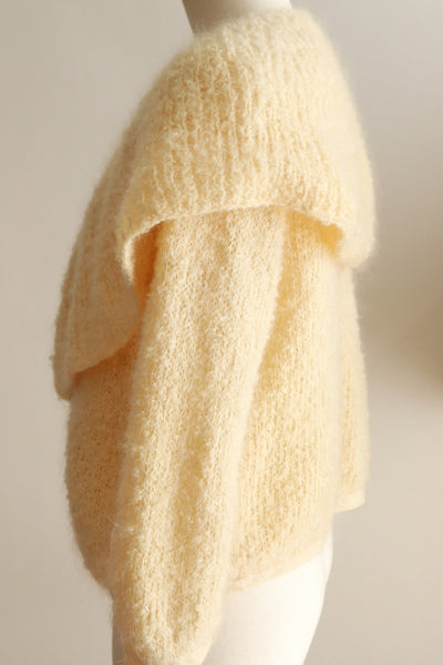 1950s–60s Hand-Knit Mohair Cape-Collar Cardigan