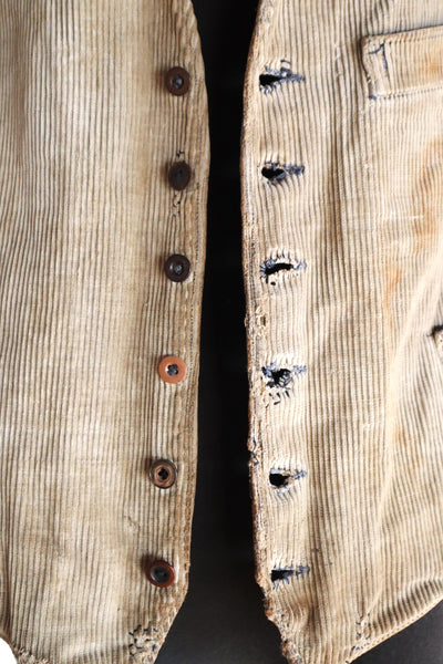 1930s-1940s Le Mont-Saint-Michel French Corduroy Work Vest