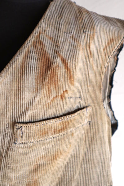 1930s-1940s Le Mont-Saint-Michel French Corduroy Work Vest