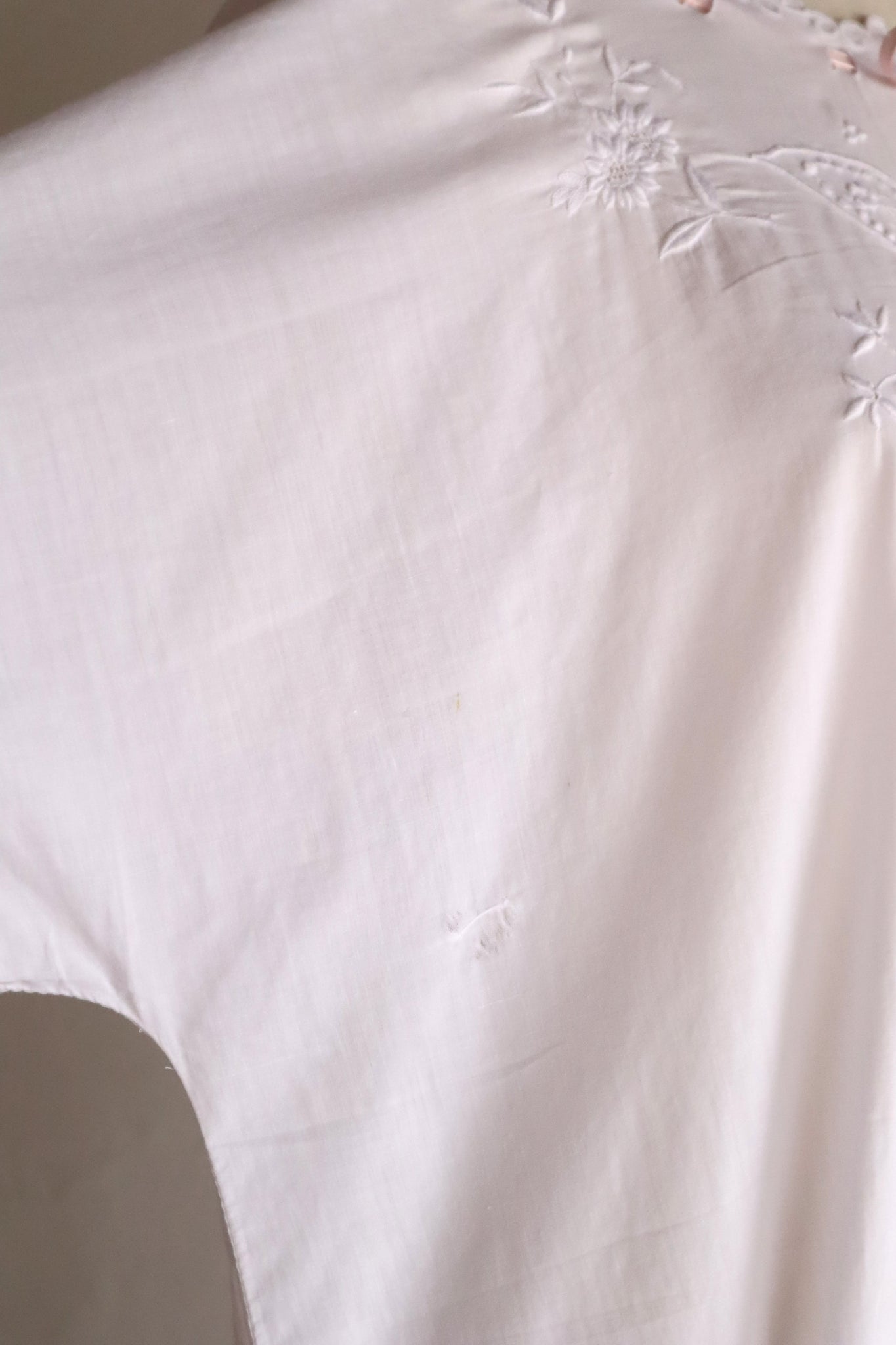 1920s–1930s Handmade French Cotton Nightdress with Hand Embroidery